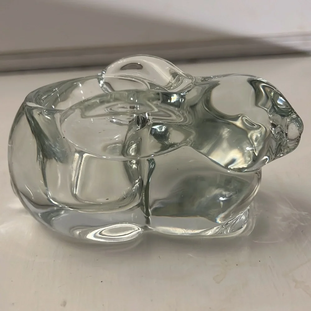 Indiana Glass Heavy Bunny Rabbit Crystal Votive Candleholders